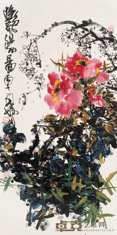 林墉 花卉 镜心 136×68cm